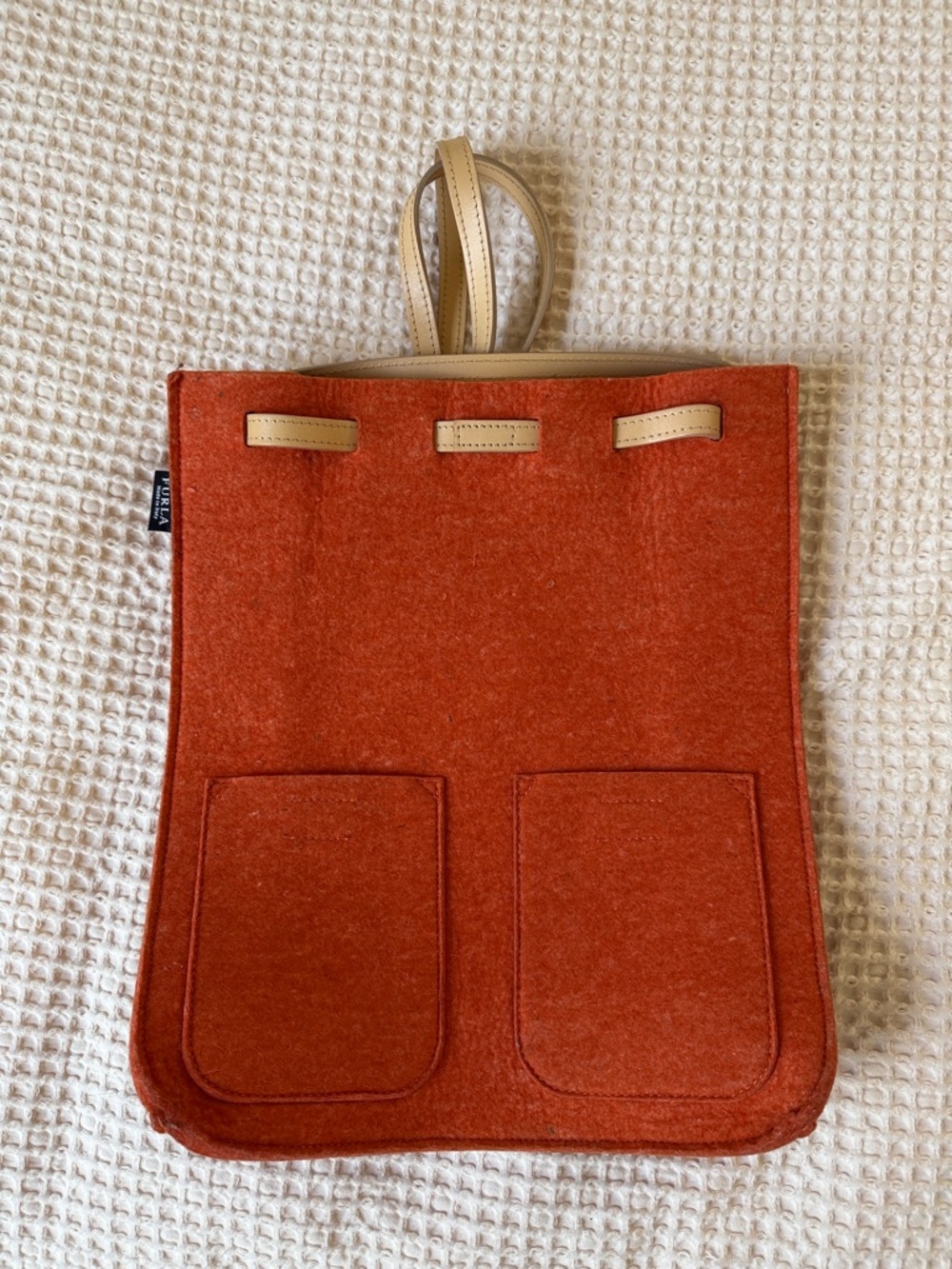 Furla felted orange wool backpack